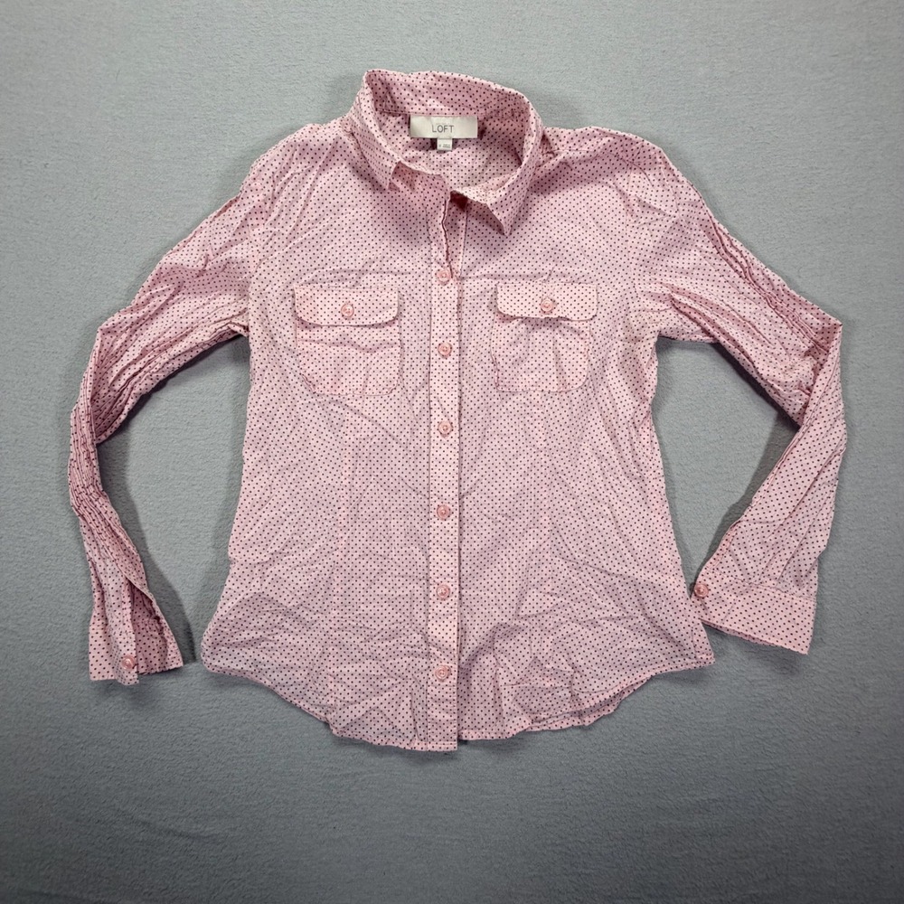 LOFT Women Product Type Regular Pink Polka Dot Cotton Button Down M